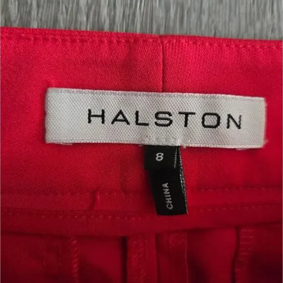 Halston Lipstick Red High Rise Wide Leg Pleated Pants Size 8 - Picture 2 of 7